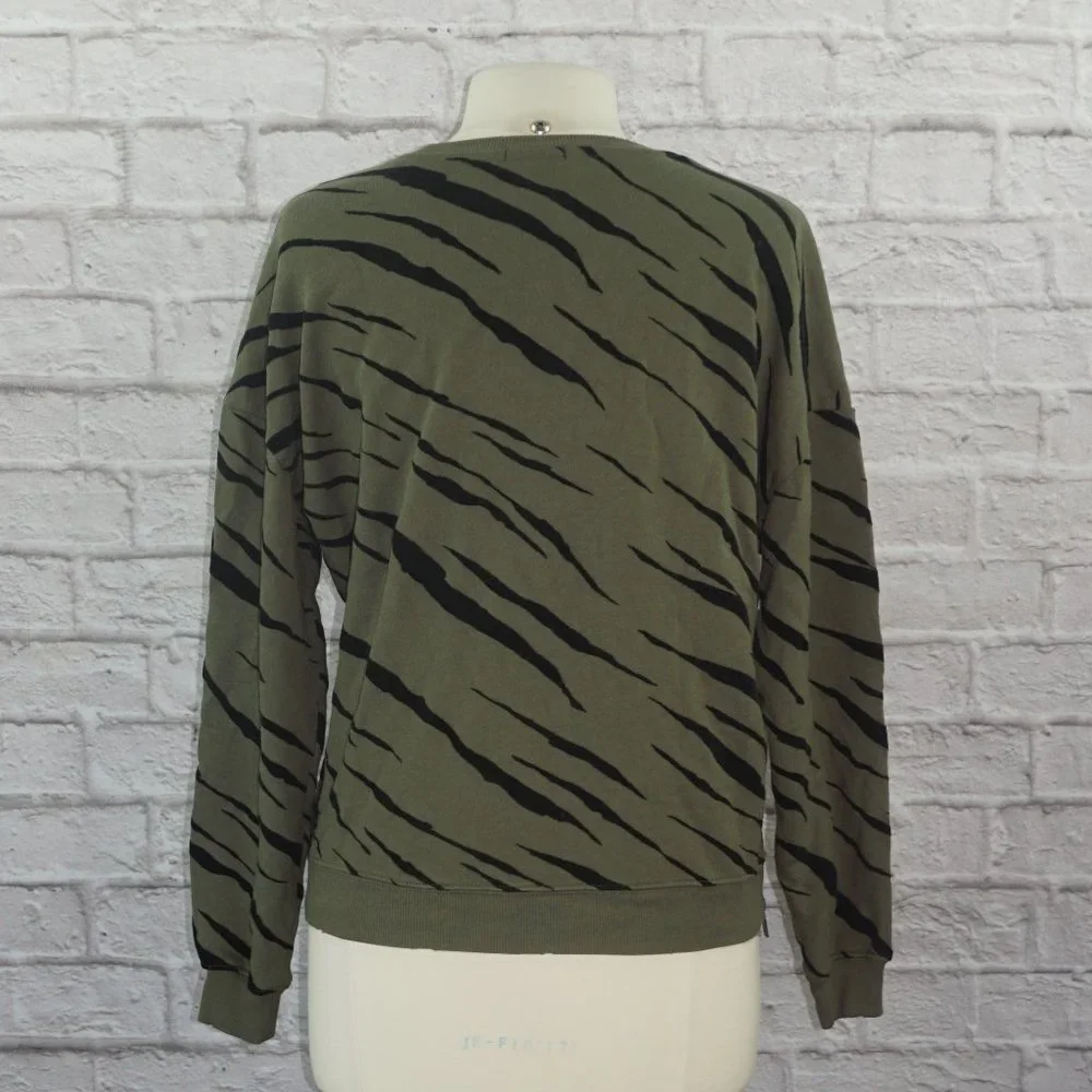 Rails Marlo Olive Flocked Tiger Sweatshirt - Picture 4 of 11